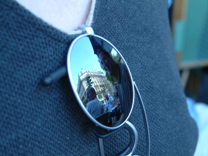 Barbie in Steve's glasses